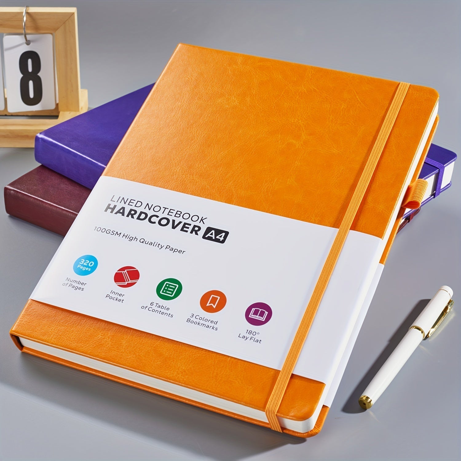 A4 Hardcover Notebook 320 Pages 100GSM – Large College Ruled Leather Journal 8.5x11 for Work School Study Writing Business, Lined Notebook for Women Men, 6 Colors