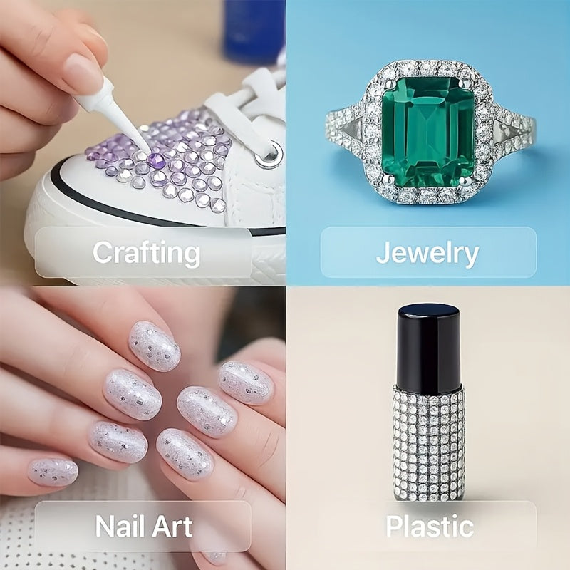 Professional Jewelry Adhesive High-Strength Fast-Drying Craft Glue with Precision Steel Needle Applicator – For Bonding Metal Plastic Jewelry Repairs DIY Ornament Making and Shoe Repairs