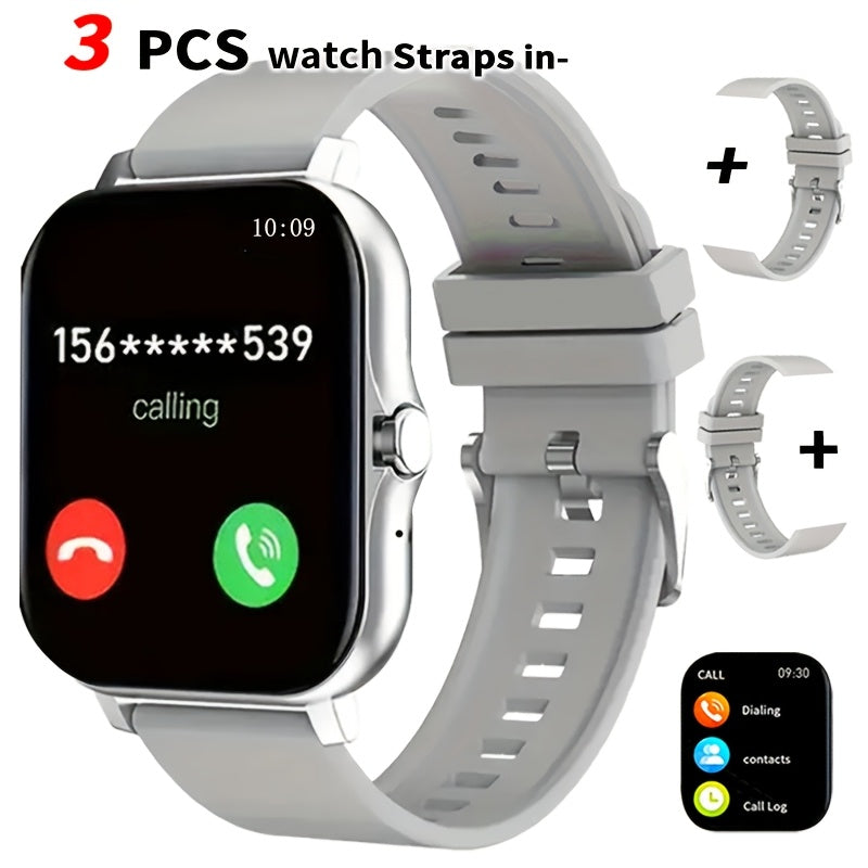 Smartwatch 1.83 Inch Full Touch Screen Wireless Calling Message Reminder Heart Rate Sleep Monitor Pedometer Multi-Sport Modes USB Rechargeable Fitness Watch for Men Women