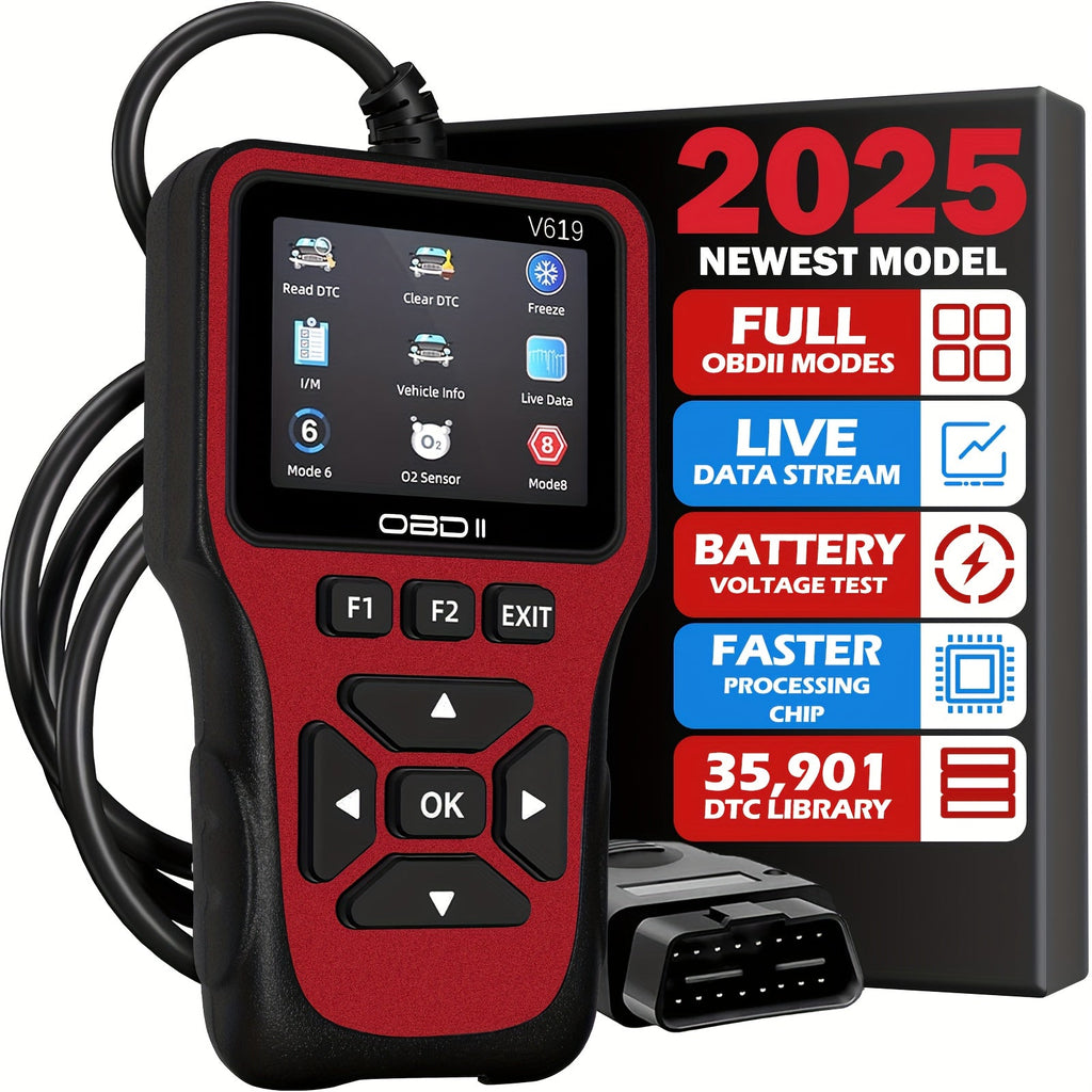 Professional OBD2 Scanner with 35,901 DTC Library – Check Engine Code Reader, Mode 6 & Mode 8, I/M Readiness, Live Data, O2 Sensor Test, VIN Retrieval, 10 Languages, Compatible with All OBDII Cars Since 1996