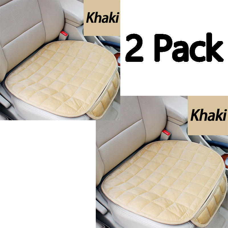 Plush Plaid Car Seat Cushion Protector 3-Piece Set – Thick Warm Memory Foam Pad, Non-Slip Breathable Universal Fit, Hand Washable Lightweight Car Seat Cover for 2 Front + 1 Back Seat, All Seasons