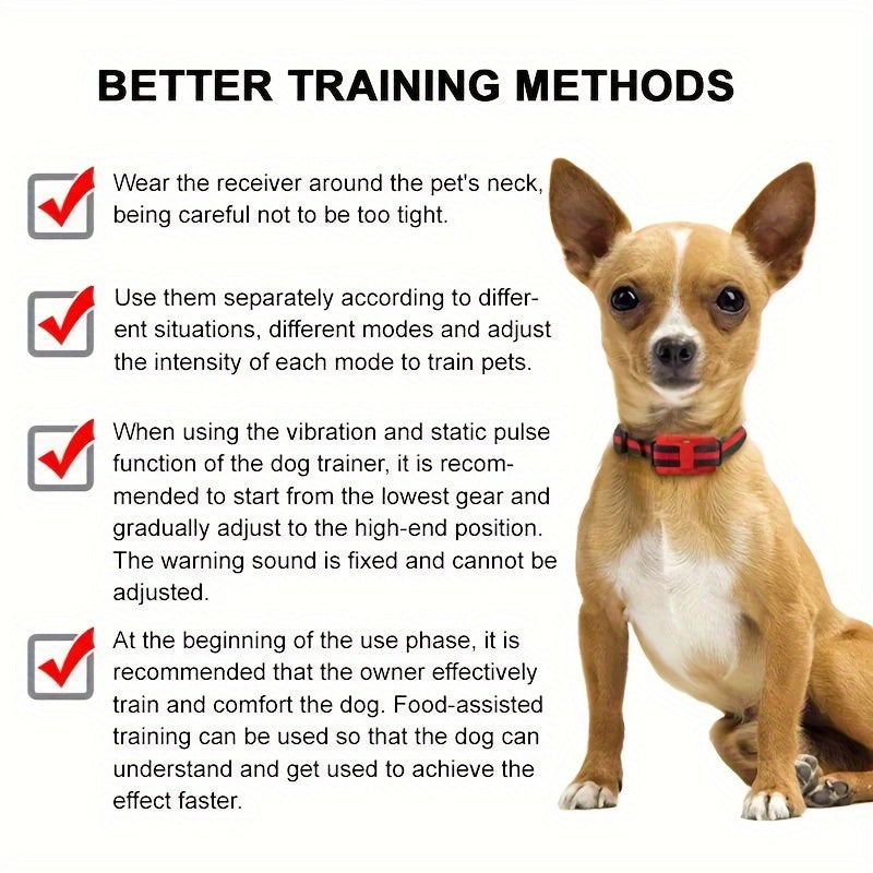 9-Level Remote Dog Training Collar Rechargeable E-Collar Shock Vibration Tone 500M Range Adjustable for Small Medium Large Dogs Safe Bark Control