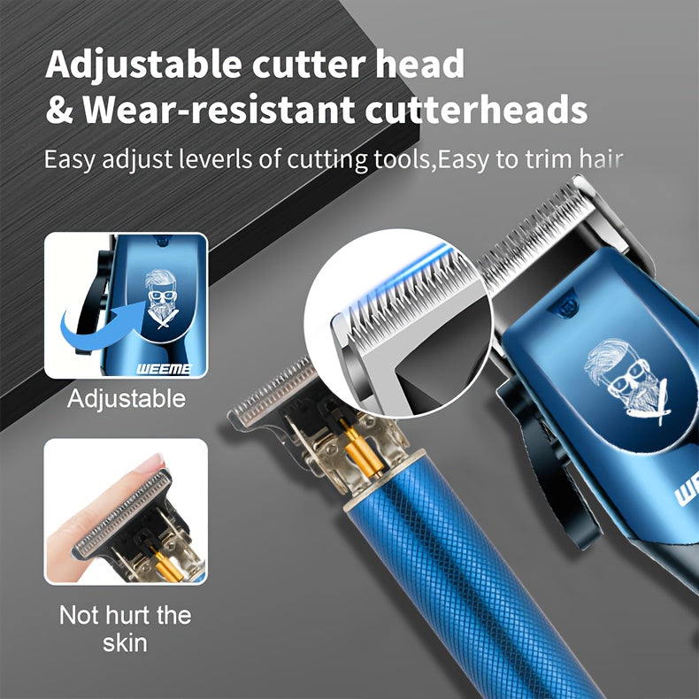 Men's Electric Hair Clipper Grooming Set USB Rechargeable Cordless Nose Hair Trimmer Shaver 2-Piece 4-Piece 5-Piece Professional Lithium Battery Father's Day Birthday Gift Golden Blue