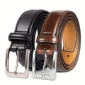 2 Pack Men's Genuine Leather Belt Set with Zinc Alloy Buckle – 1 3/8 Inch Wide Dress Casual Golf Jeans Belt for Men Sizes 30-50 Great Gift for Him