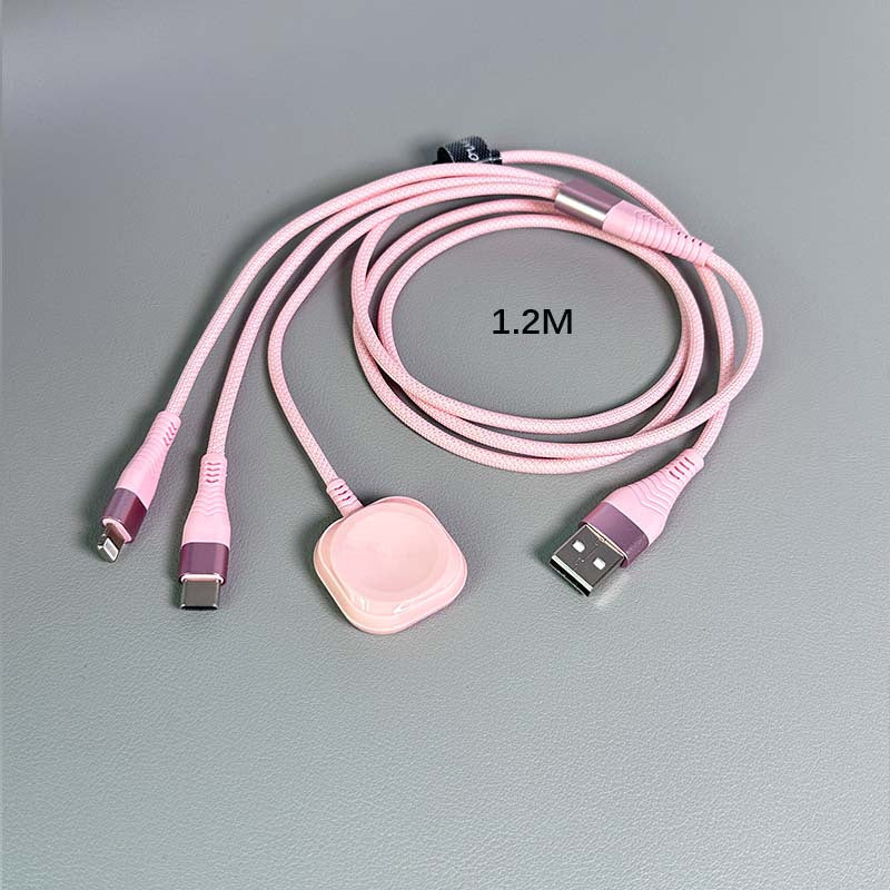 3 in 1 Charging Cable iWatch Magnetic Charger Lightning Type-C – Nylon Braided 47 Inch Fast Charging for iPhone, Apple Watch Series 1-10 & Android Phones