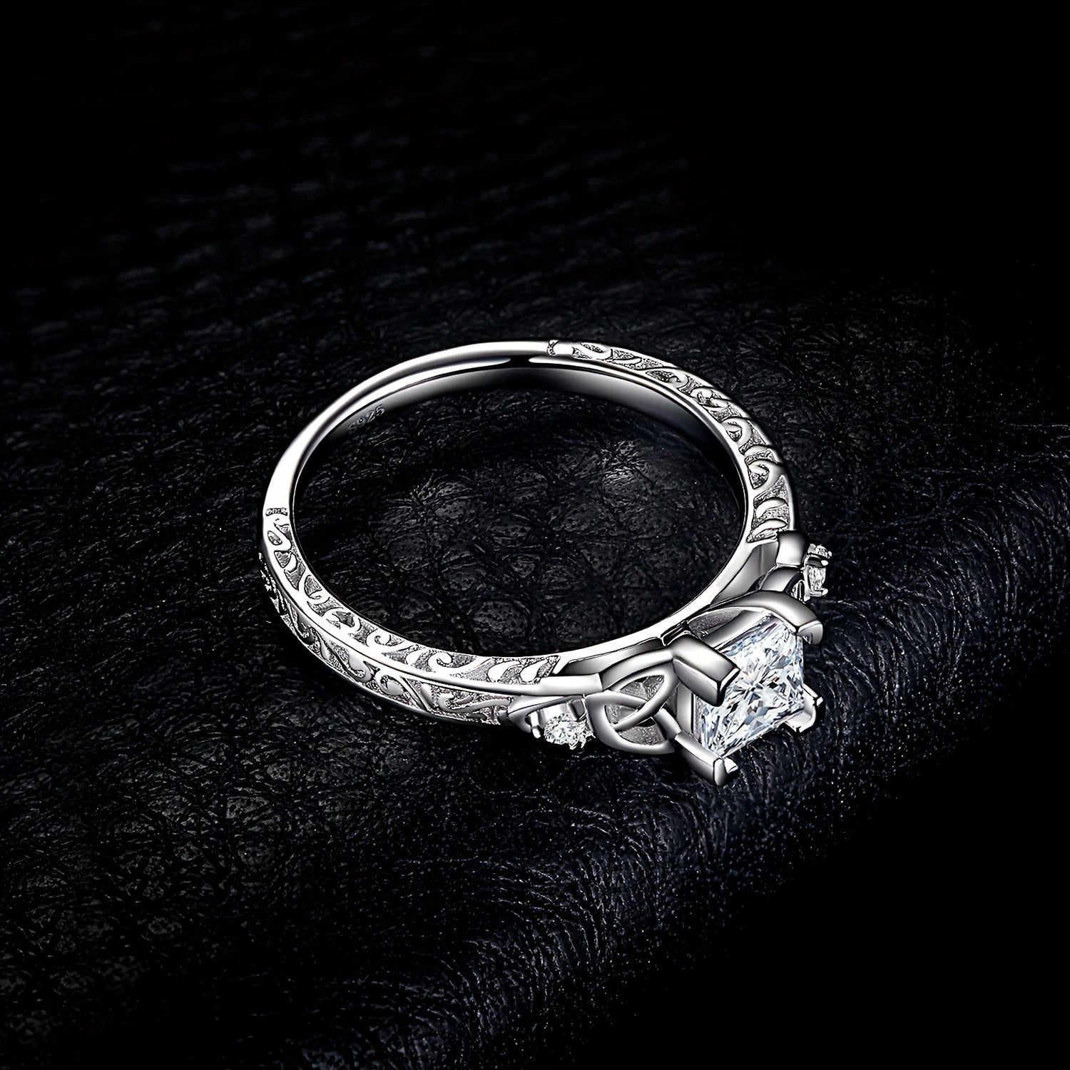 Princess Cut CZ Engagement Ring 925 Sterling Silver – Platinum Plated Cubic Zirconia Bridal Band, Sizes 4-12, Silver Yellow Rose Gold, Wedding Promise Ring with Gift Box for Women