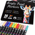 Double-Ended Waterproof Acrylic Paint Pens 48 or 72 Colors for Rock Painting Fabric Metal Glass Wood Canvas Ceramics Eggs Pumpkins DIY Art Crafts