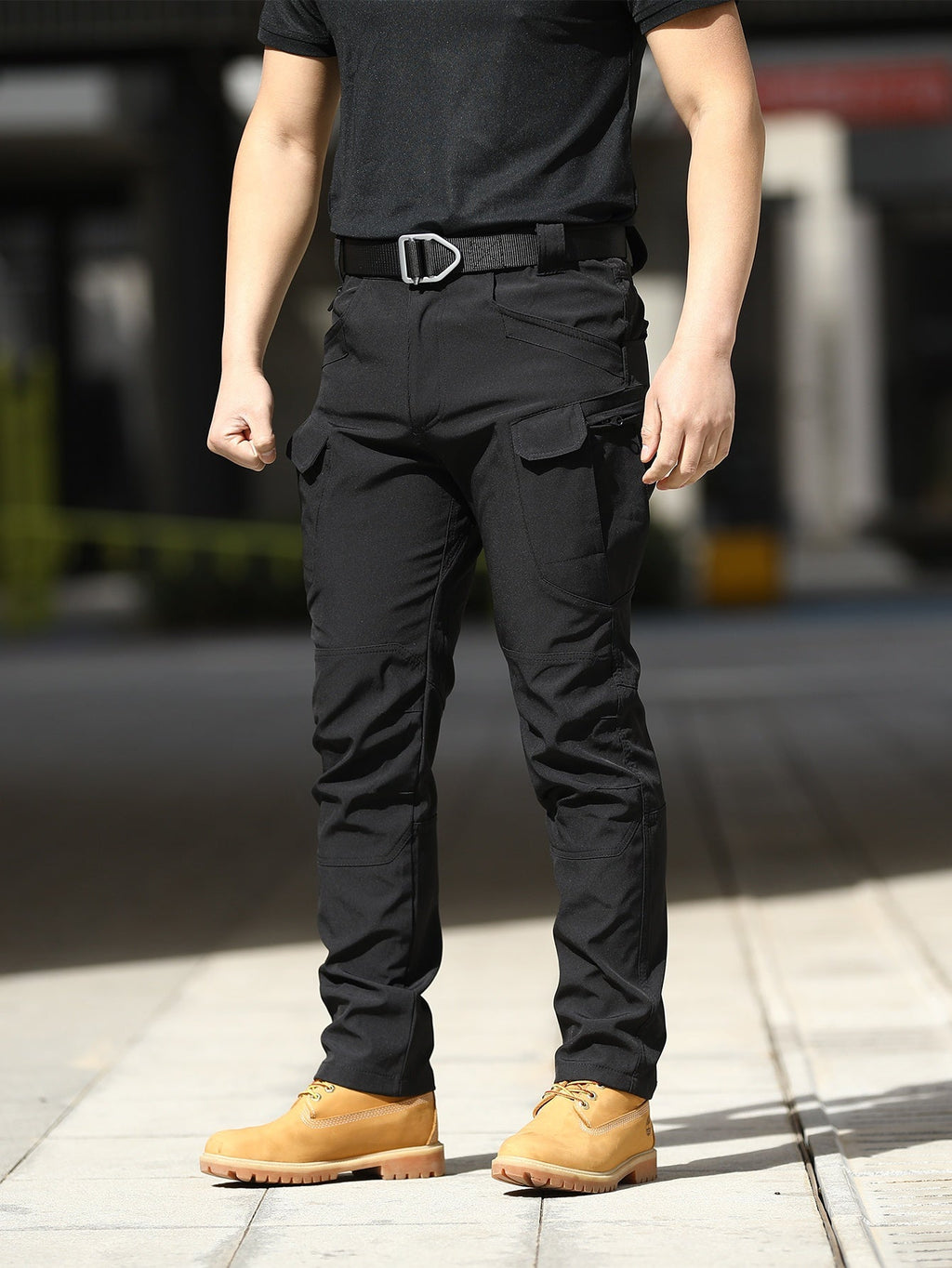 Men's Tactical Cargo Pants Lightweight Quick Dry – Breathable Multi-Pocket Hiking Pants with Belt, Relaxed Fit All-Season Outdoor Work Pants, Wear-Resistant – M to XXXL, Black / Grey / Khaki