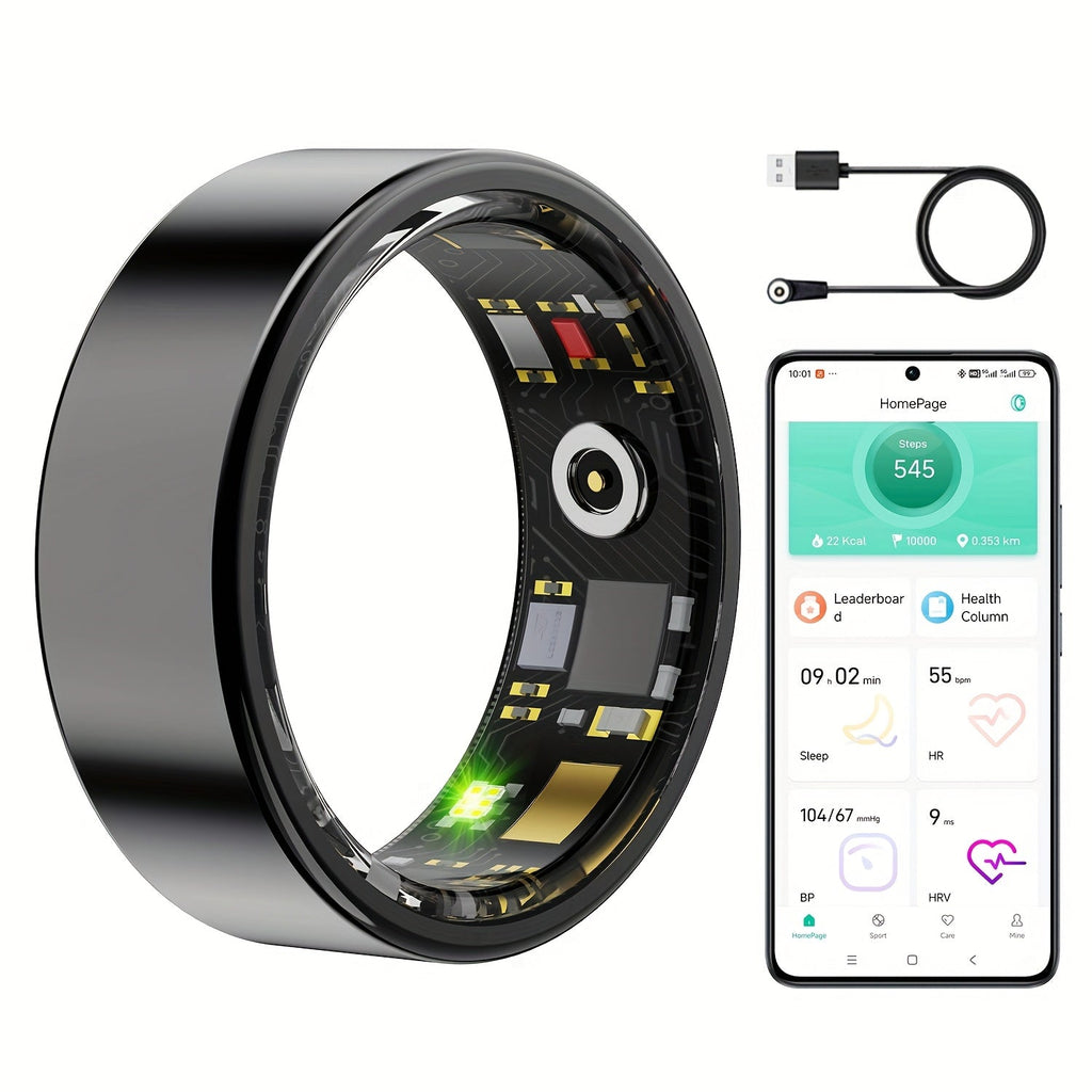 Smart Ring with Camera Control for Women & Men – IP68 Waterproof Fitness Tracker, Sleep Tracking, Step Counter, Exercise Monitoring, iPhone & Android Compatible, Black Rose Gold Silver Sizes 7–13
