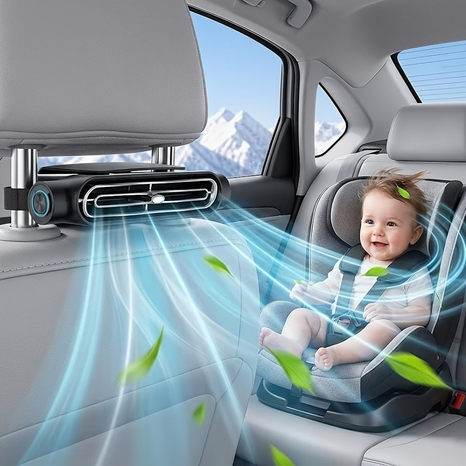Bladeless USB Car Fan 3-Speed Quiet Cooling Plug-and-Play Seat Fan for Car SUV Truck Universal Fit Safe for Kids Pets Summer Driving Commute Road Trip White Black