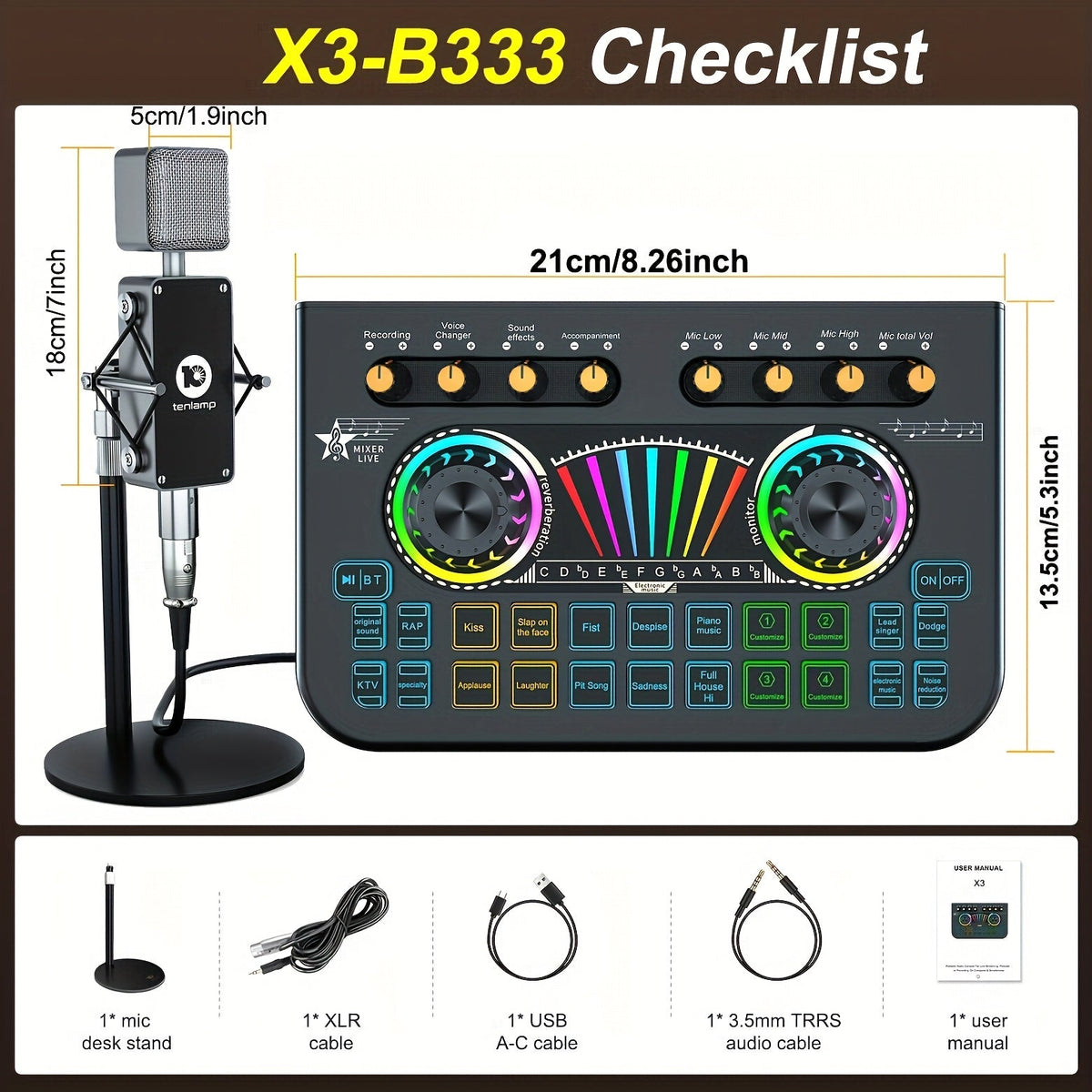 Microphone Mixer Bundle Kit for Podcast Recording Studio – Audio Mixer with Mic Stand, Sound Card, Streaming & Karaoke Setup for PC Phone Gaming