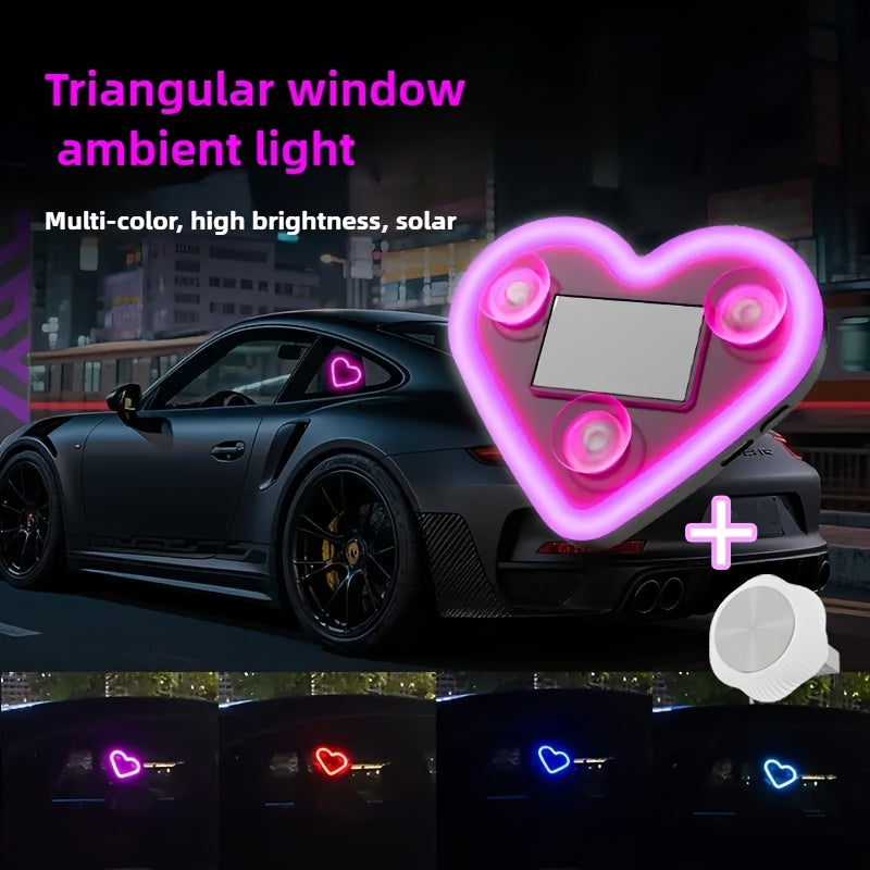 Heart & Flower Shaped Car Interior LED Neon Mood Lights USB Powered Cute Ambient Decoration for Women Girls Pink Red Blue Dashboard Window Decor Valentine's Day Birthday Gift Car Accessories | Nova Mart