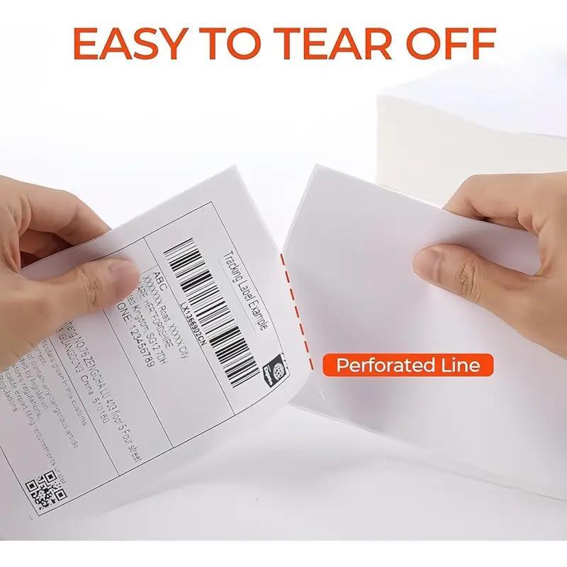 4x6 Direct Thermal Fanfold Shipping Labels 1000 or 4000 Pack Waterproof Perforated Self-Adhesive 500 Per Stack Compatible with Zebra Rollo MUNBYN