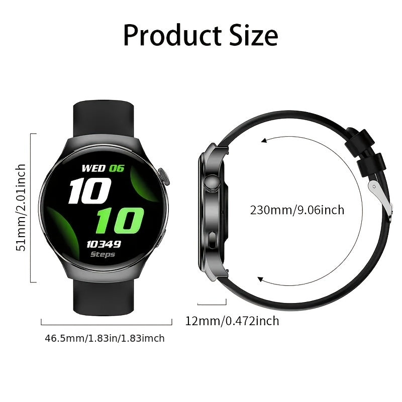 Smartwatch with Call Function Fitness Tracker for Men & Women – Silicone Strap, Step Counter, Heart Rate Monitor, Calorie Tracking, Sports Modes, Music & Camera Control
