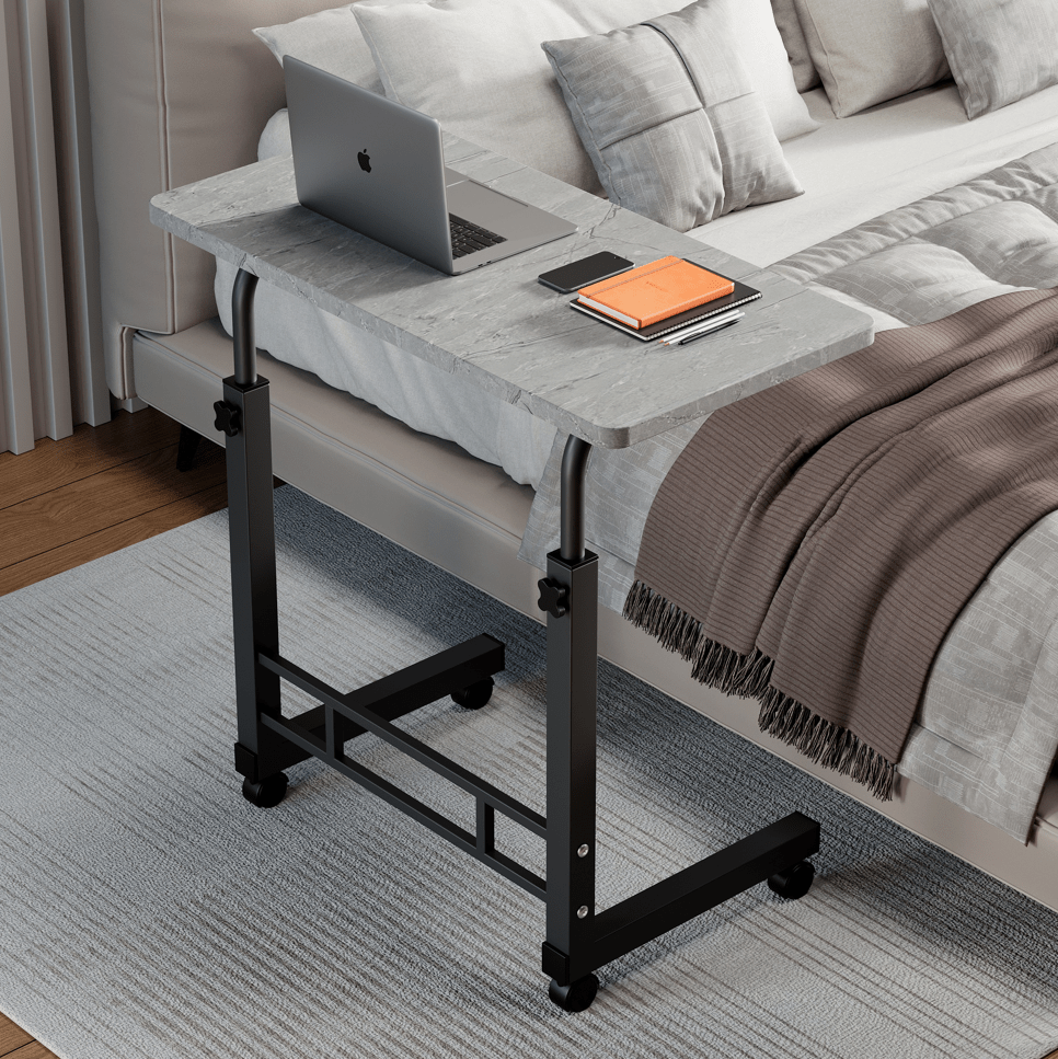 Mobile Lift Table Adjustable Height Rolling Laptop Desk with Wheels Bedside Sofa Side Table for Bedroom Home Office Dorm