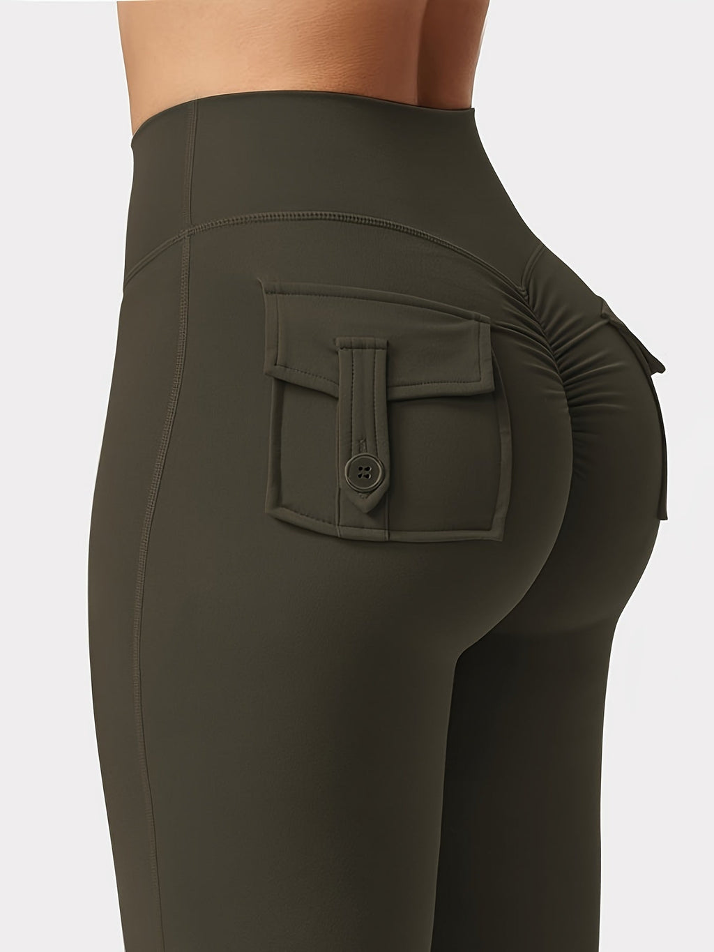 Women's 3-Piece High Waist Flare Yoga Pants Set with Belt and Pockets, Scrunch Butt Lifting Squat Proof 90% Polyester Stretchy Flared Leggings for Workout Gym Running Casual Wear