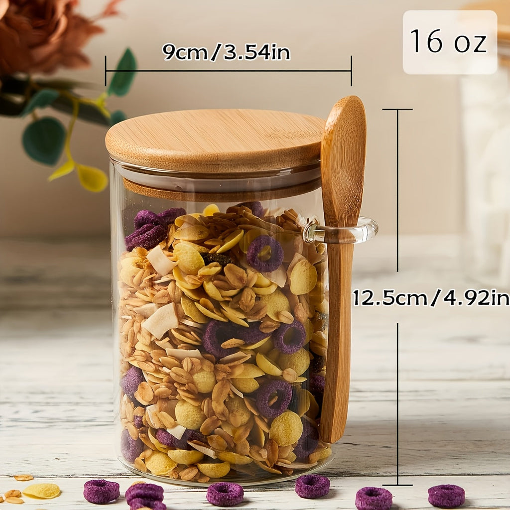 Overnight Oats Glass Jars with Lids and Spoons 4-Pack 16oz, Meal Prep Glass Containers for Oatmeal Yogurt Smoothies, Large Capacity Breakfast Jar Set, Reusable Condiment Glass Jar – Perfect Gift