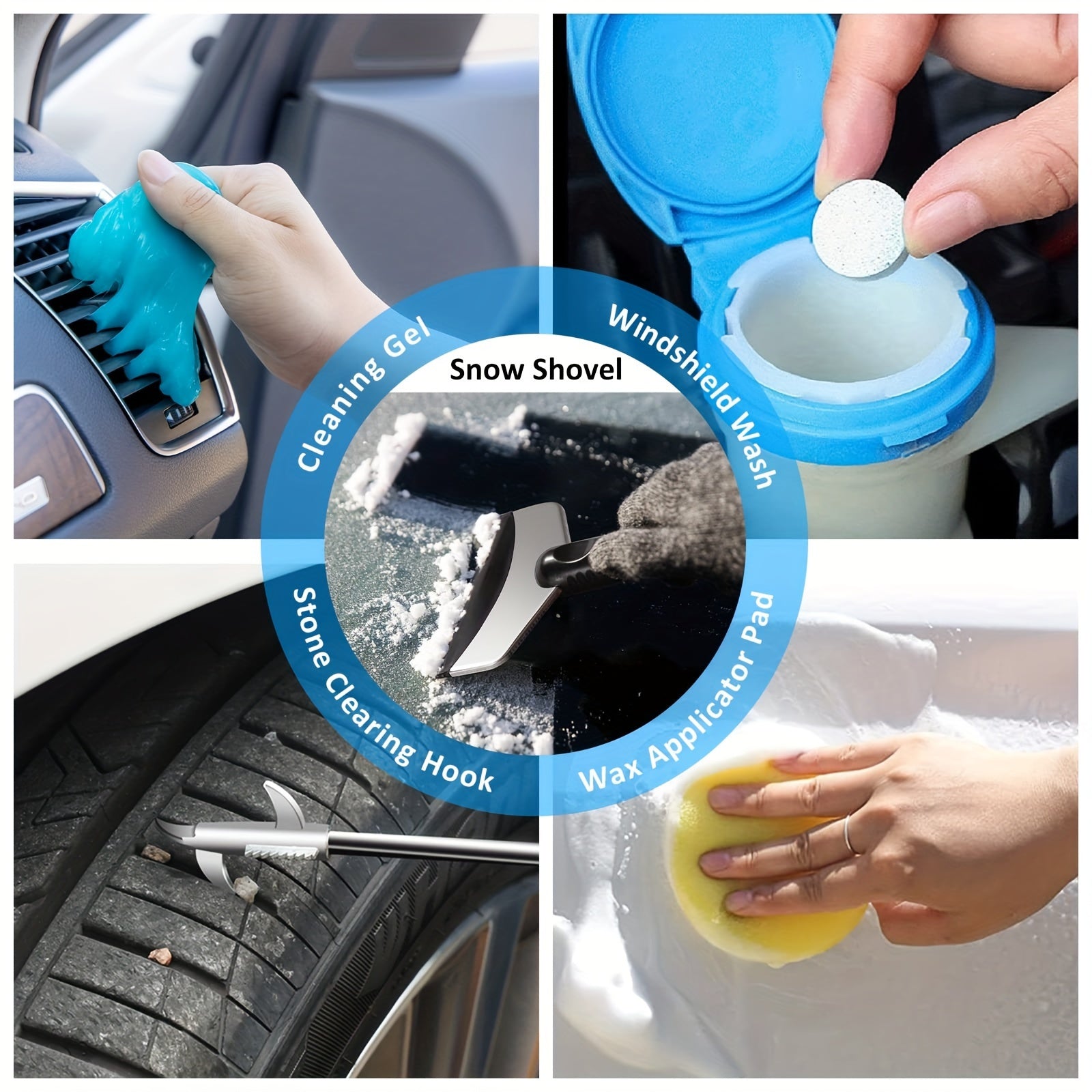 Car Wash Detailing Kit 19 or 41 Piece with Handheld Vacuum Collapsible Bucket Windshield Tool Tire Brush Snow Shovel Cleaning Gel Complete Car Care Set Yellow Pink