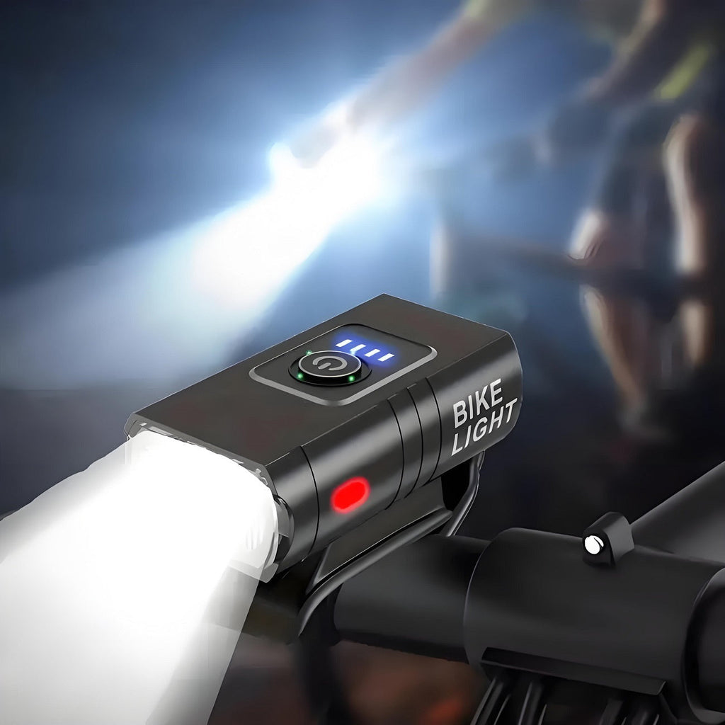 USB Rechargeable LED Bike Light Set with Whistle – 1500 Lumen Front Headlight & Rear Taillight, 6+4 Modes, LED Power Display, Portable Safe Night Cycling Light for Road Mountain Commuter Bike