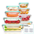 Airtight Glass Food Storage Containers 16-Piece Set 8 Lids 8 Containers Microwave Oven Freezer Dishwasher Safe BPA-Free Meal Prep Salads Fruits Vegetables Sandwiches Picnic