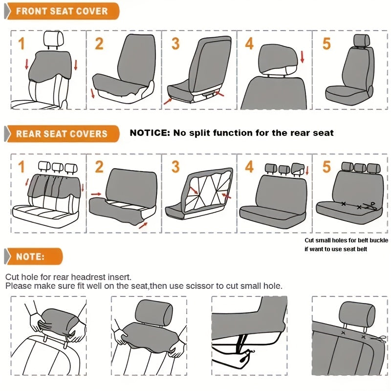 5-Seater Car Seat Covers Full Set Breathable Fabric – Universal Fit SUV Sedan, Dust-Proof Thickened Wear-Resistant All-Season Seat Protector, Multi-Color Options