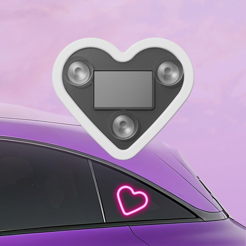 Heart & Flower Shaped Car Interior LED Neon Mood Lights USB Powered Cute Ambient Decoration for Women Girls Pink Red Blue Dashboard Window Decor Valentine's Day Birthday Gift Car Accessories | Nova Mart