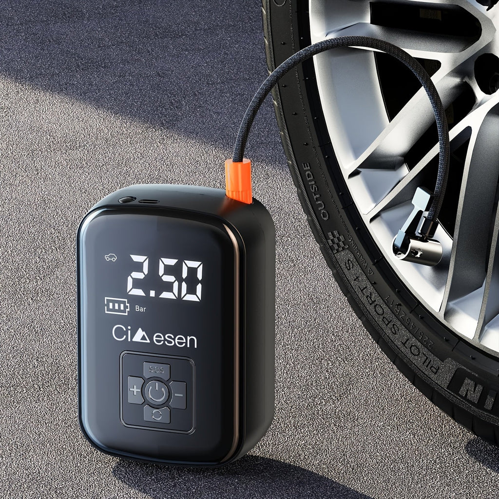 Portable Tire Inflator 100W Cordless Air Pump 4000mAh Battery 30-Second Inflation 5 Modes Digital PSI Display Type-C Fast Charging LED Light Multi-Nozzle for Car Motorcycle Bicycle Ball