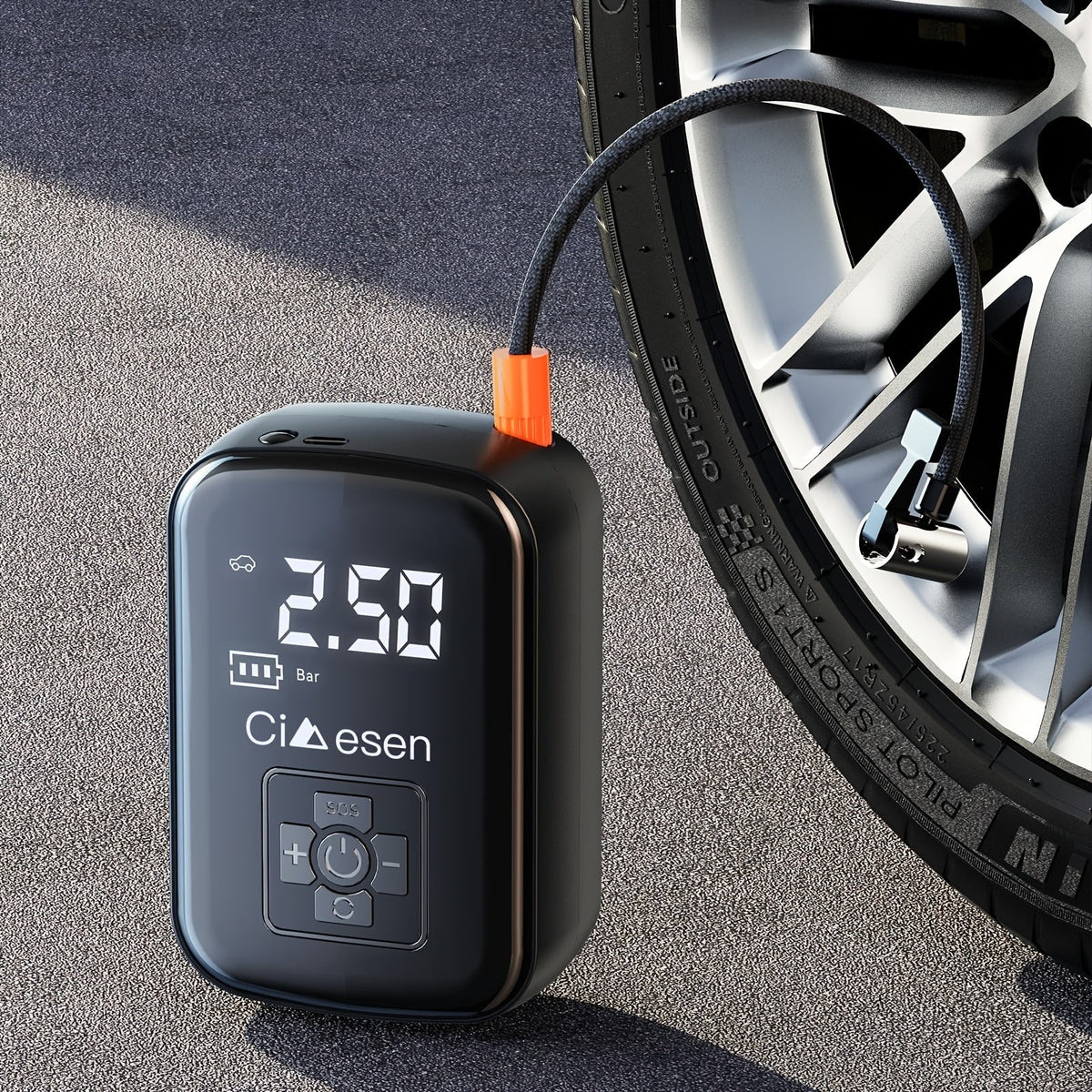 Portable Tire Inflator 100W Cordless Air Pump 4000mAh Battery 30-Second Inflation 5 Modes Digital PSI Display Type-C Fast Charging LED Light Multi-Nozzle for Car Motorcycle Bicycle Ball