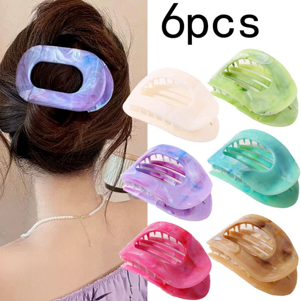 Oversized Shark Claw Hair Clips Set 5/6 Pcs – Non-Slip Extra-Large Flat Claw Clips Thick Hair Beach Party Everyday Wear Vibrant Colors Women Girls