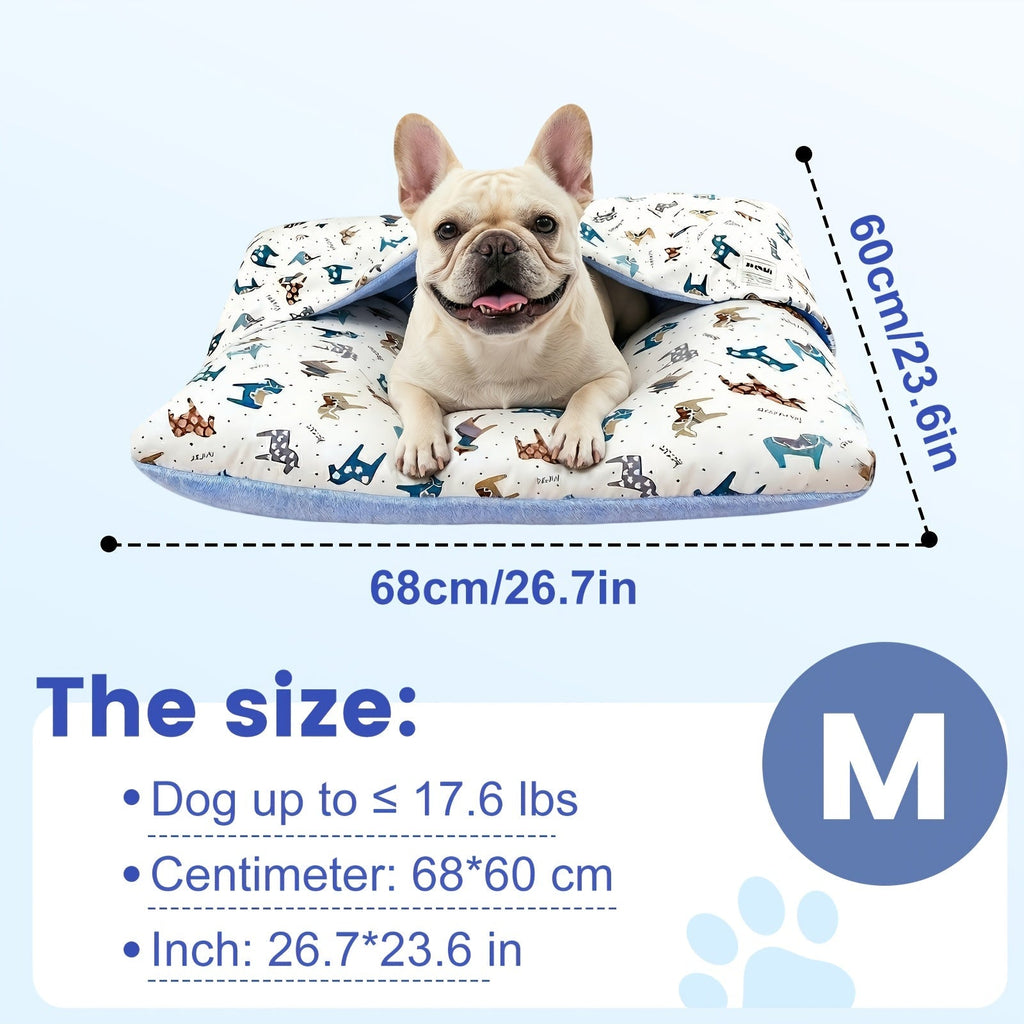 Washable Dog Bed Mat Breathable All-Season Pet Mattress with Removable Cover Non-Slip Bottom Cute Animal Patterns Crate Pad for Small Medium Large Dogs Indoor Cats