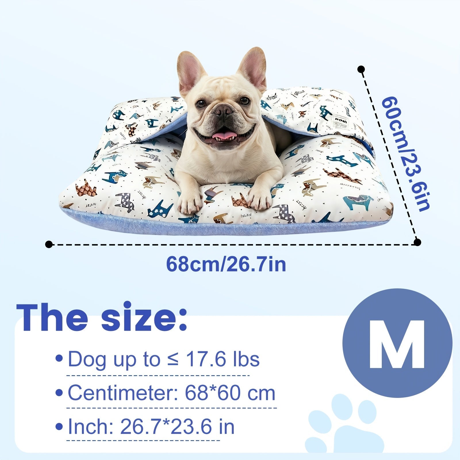 Washable Dog Bed Mat Breathable All-Season Pet Mattress with Removable Cover Non-Slip Bottom Cute Animal Patterns Crate Pad for Small Medium Large Dogs Indoor Cats