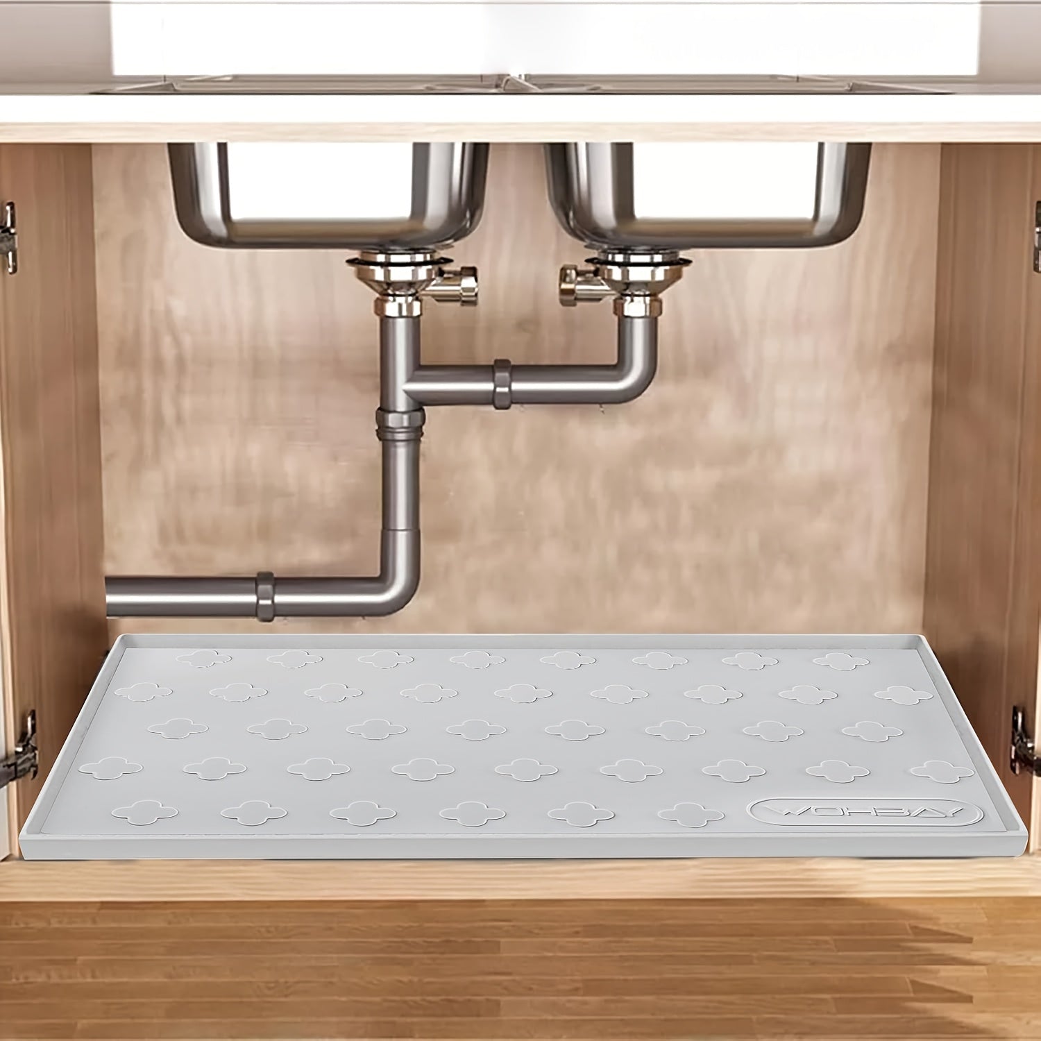 Waterproof Under Sink Mat 34" x 22" – Food-Grade Silicone Kitchen Cabinet Liner & Shelf Protector, Holds 2+ Gallons, Honeycomb Pattern, Easy to Clean, for Kitchen, Bathroom & Multi-Purpose Use