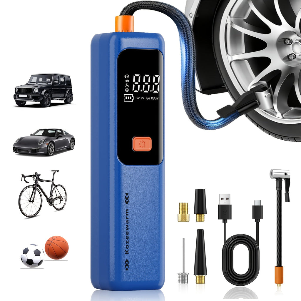 Cordless Tire Inflator Portable Air Compressor Digital Pressure Gauge USB Rechargeable 3X Fast Inflation for Car SUV Truck Bike Motorcycle Ball Sports Equipment Auto Air Pump 18650 Battery 5 Colors