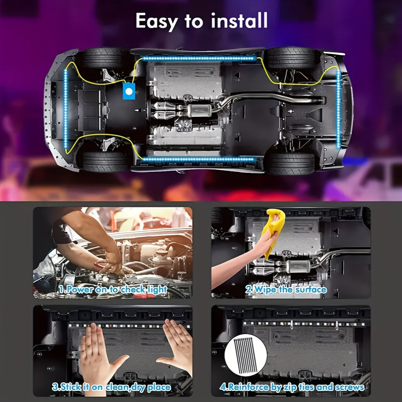 Car LED Underglow Atmosphere Light Kit App Wireless Control - Multiple Scene Modes 2 Strips 23.62 x 35.43 Inch Interior Exterior Decorative RGB Lighting for Cars Trucks SUVs