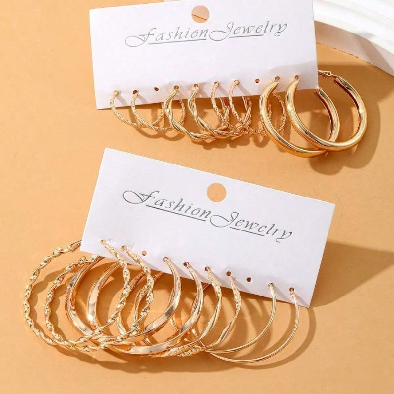 16Pcs Minimalist Metal Twist Earrings Set for Women – Hypoallergenic Gold Stud & Hoop Earring Gift Set for Daily Wear, Parties & Special Occasions