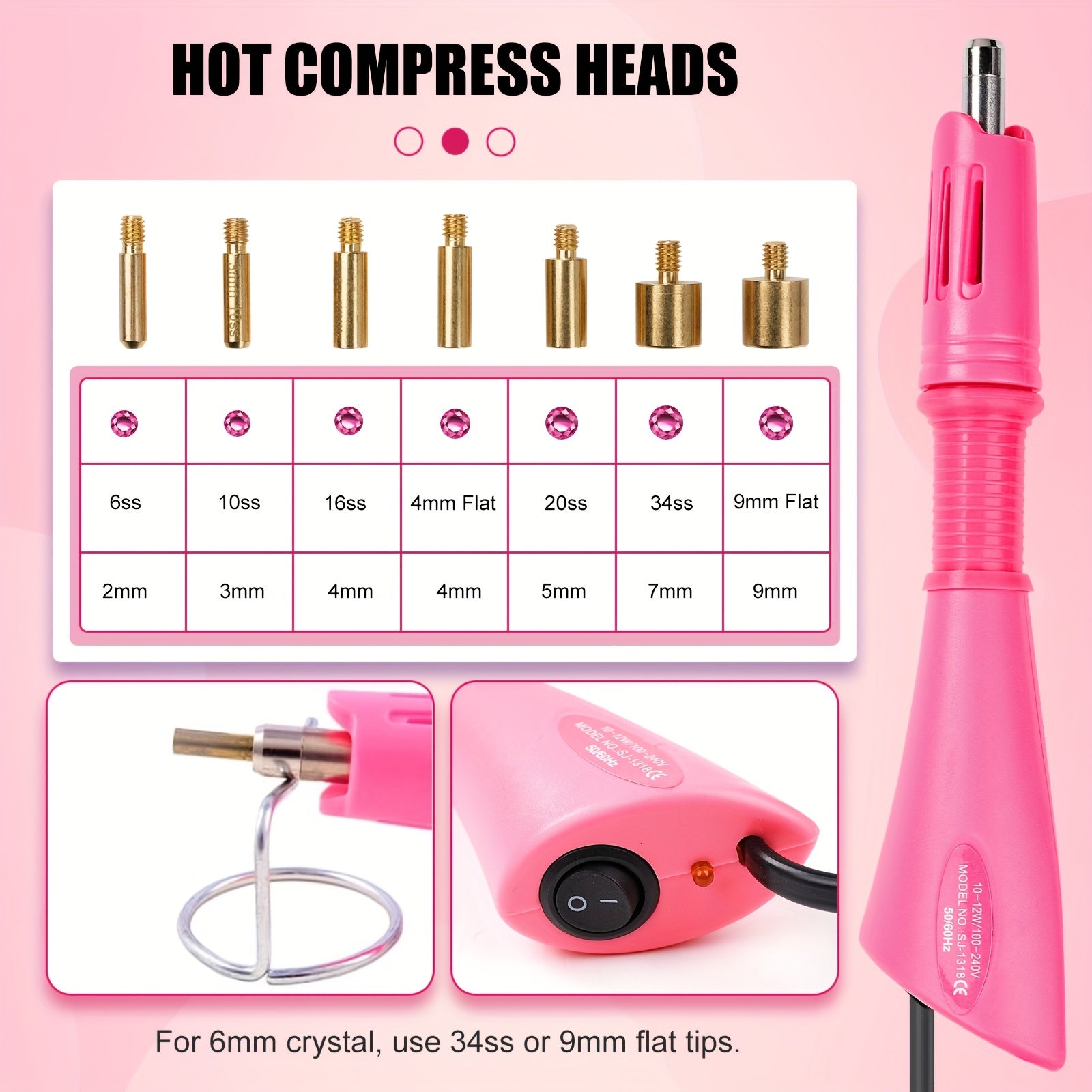 Hotfix Rhinestone Applicator Kit Complete Bedazzling Set with Wand 7 Tips Multi-Color Crystal Rhinestones Tweezers Wax Pens Storage Bag DIY Bling Tool for Clothing Fabric Leather Shoes Bags Crafts