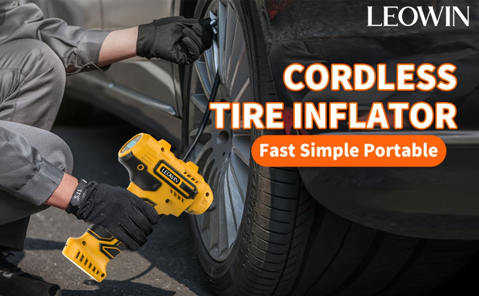 Portable Tire Inflator 150 PSI 120W Cordless Air Compressor 25L/min Fast Inflate Auto-Shutoff Digital Pressure Gauge LED Light Dual 2000mAh Battery for Car Motorcycle Bike Ball | Nova Mart