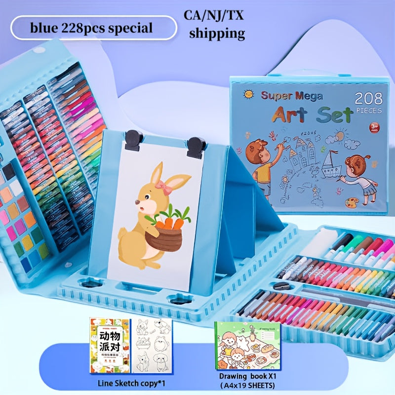 228 Piece Kids Art Supplies Set, Deluxe Painting & Drawing Kit with Oil Pastels, Crayons, Colored & Acrylic Markers, Watercolor Brushes & Drawing Pad, Gift for Kids
