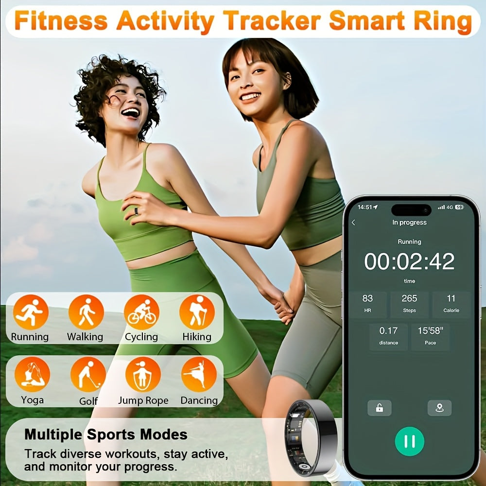 Smart Ring for Women Fitness Health Tracker Steps Distance Calories Sleep Tracking Exercise Monitoring Heart Rate Body Temperature Menstrual Cycle Compatible iPhone Android Wearable Tech Gift