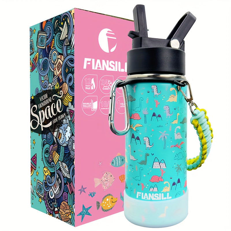 16oz Kids Stainless Steel Water Bottle – Vacuum Insulated, 3D Printed Design, Leak-Proof & BPA-Free, Cold 24H Hot 12H, Fun Styles for Boys & Girls – Perfect Gift for Students, School & Outdoor Activities
