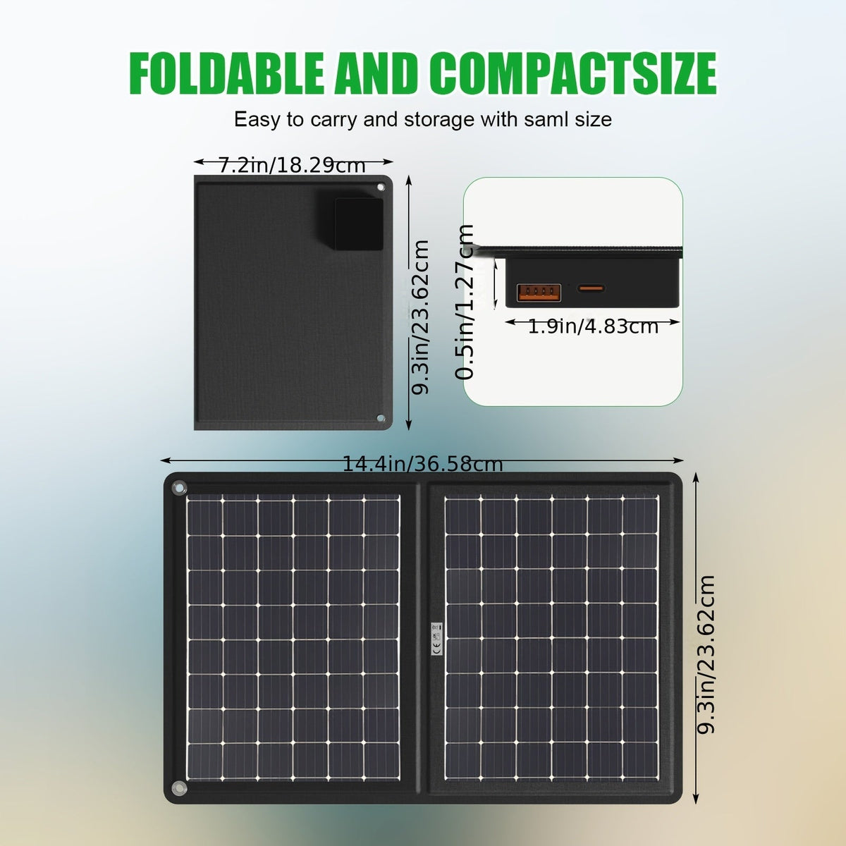 30W Portable Foldable Solar Charging Panel – 2-in-1 Folding Design with USB Port, Lightweight Compact Solar Charger for Smartphones, Tablets & Action Cameras, Ideal for Camping, Hiking & Outdoor Activities