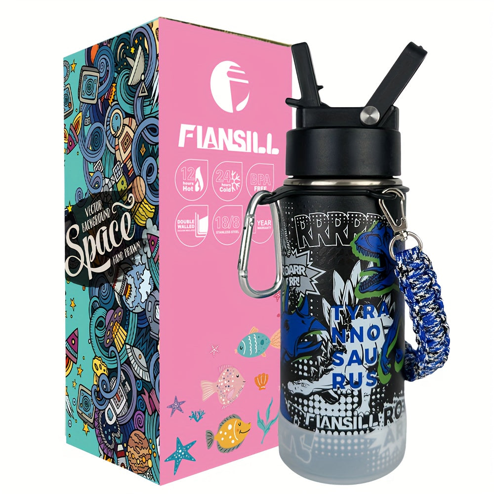 16oz Kids Stainless Steel Water Bottle – Vacuum Insulated, 3D Printed Design, Leak-Proof & BPA-Free, Cold 24H Hot 12H, Fun Styles for Boys & Girls – Perfect Gift for Students, School & Outdoor Activities
