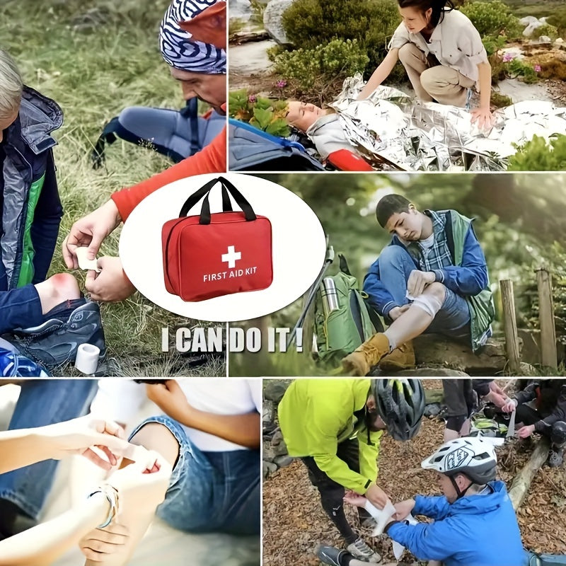 22-Piece Portable First Aid Kit for Car Travel Camping Hiking Compact Emergency Medical Rescue Kit with Bandages Gauze Antiseptic Wipes for Home Office Outdoor Adventures Lightweight Zip Bag