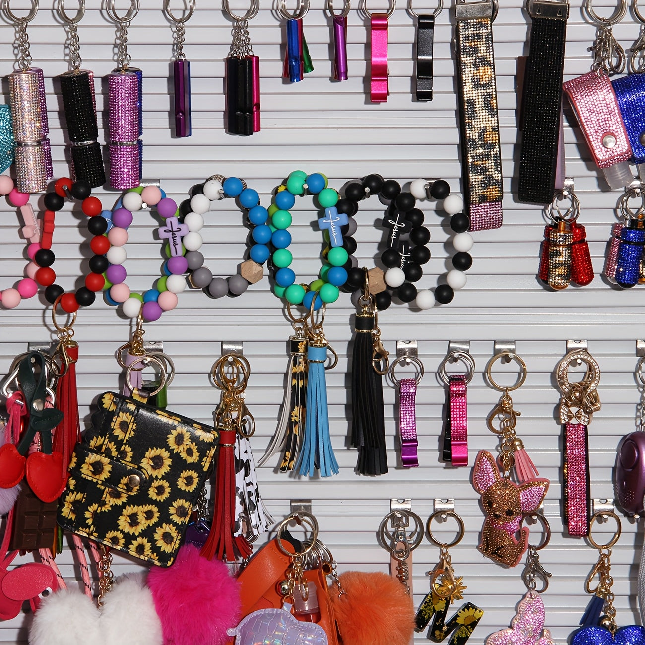 15-Piece Safety Keychain Set Women Men – Personal Alarm Survival Whistle Wristlet Bottle Opener Pill Case Rhinestone Perfume Atomizer Self Defense Outdoor Holiday Gift
