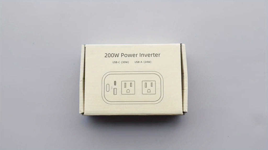 200W Car Power Inverter DC 12V to AC 110V with 30W USB-C PD Fast Charge 24W QC3.0 Car Outlet Adapter for Laptop Phone Tablet MacBook Road Trips Camping Trucks SUVs RVs