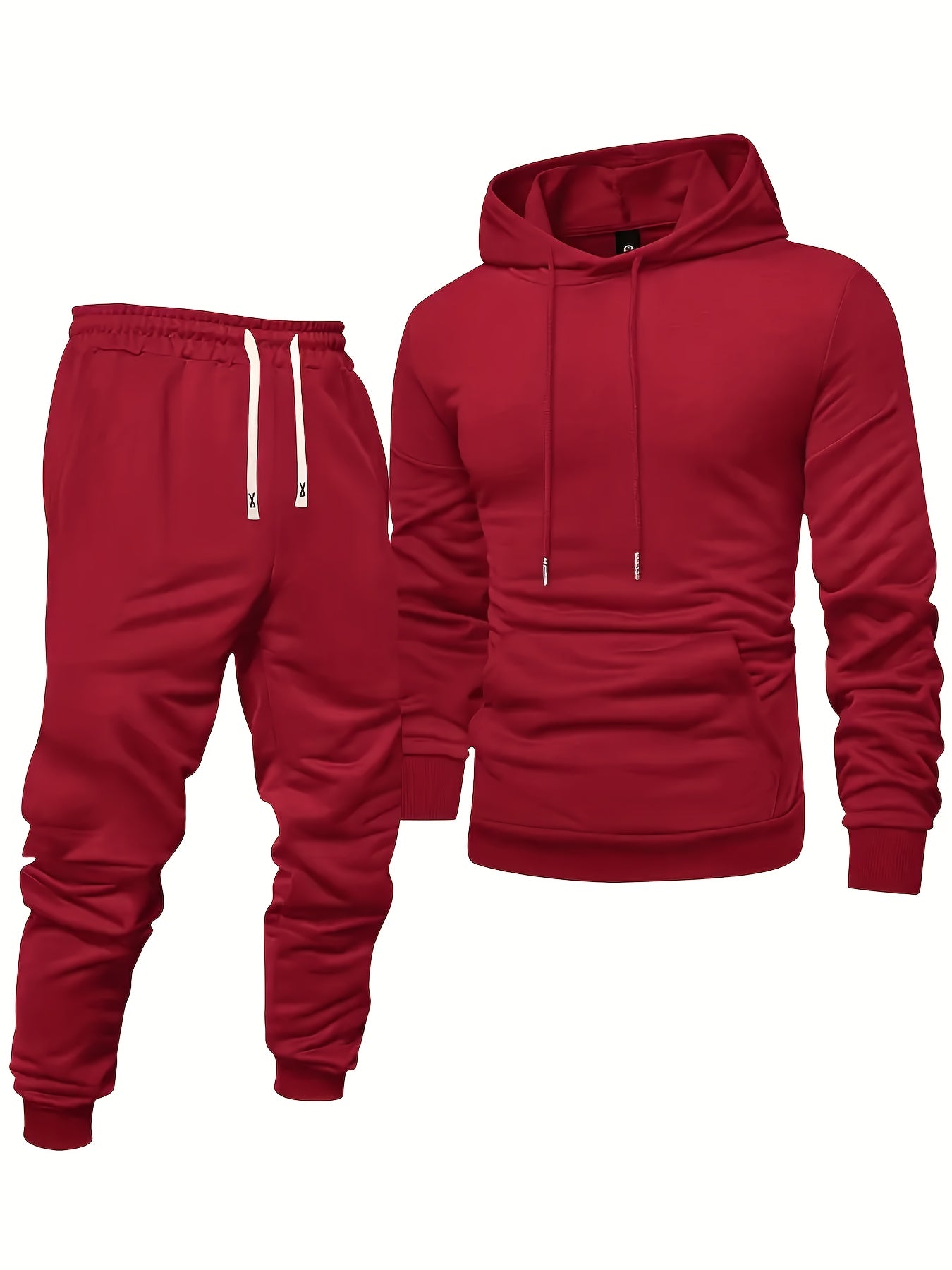 Men's Hoodie Sweatshirt Set 6pcs Casual Tracksuit Long Sleeve Pullover with Drawstring Jogger Pants Knitted Fabric Black Red Gray Solid Color Sportswear for Men Regular Fit Gym Workout Outfit