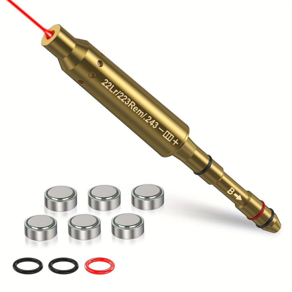 Laser Bore Sighter Multi-Caliber 22LR 223REM 243 9mm 308 30-06 7.62 177 6.5mm 7mm 25 27 Crossbow – Muzzle End Barrel Boresight Scope Zeroing Kit 6 Batteries 5 O-Rings 100 Yard Zero