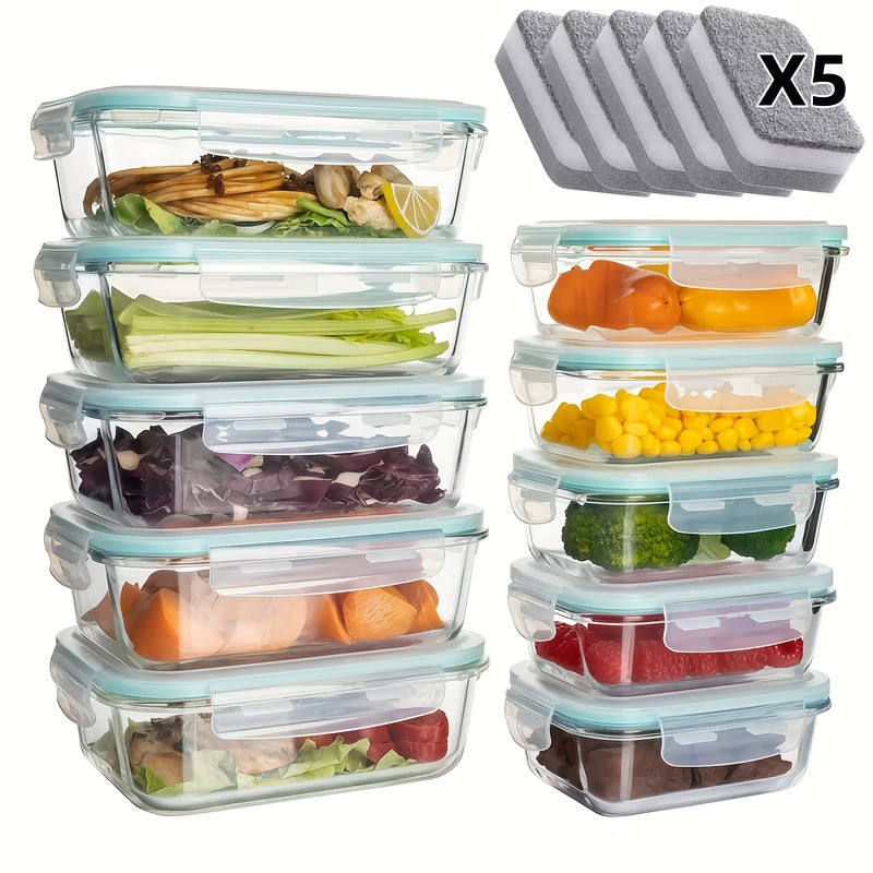Airtight Glass Food Storage Containers 16-Piece Set 8 Lids 8 Containers Microwave Oven Freezer Dishwasher Safe BPA-Free Meal Prep Salads Fruits Vegetables Sandwiches Picnic
