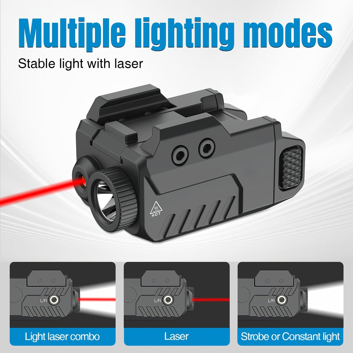 550 Lumens Low Profile Tactical Flashlight with Red Green Blue Laser Sight for Picatinny Rail Pistol Compact Handgun Weapon Light Laser Beam Combo for Shooting Range Home Defense Hunting
