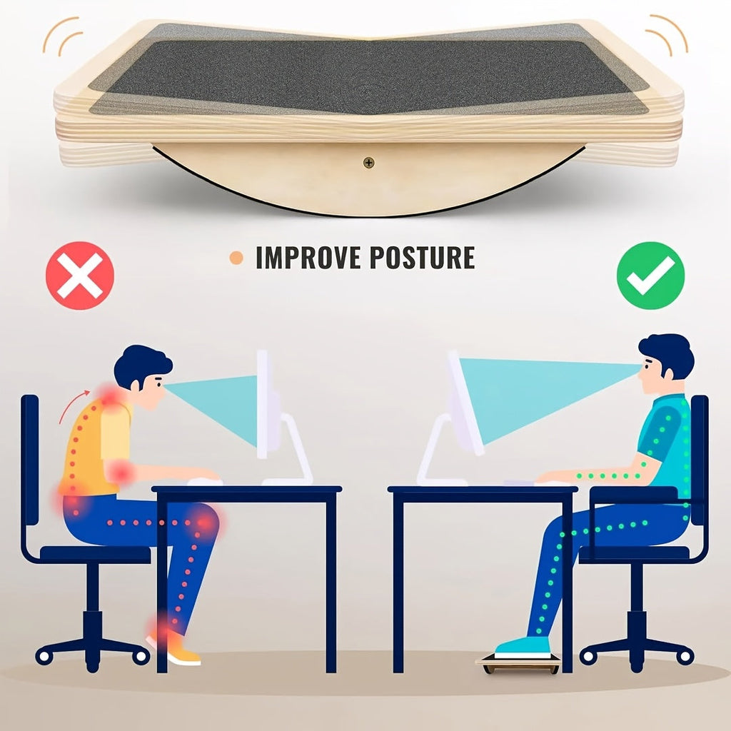 Wooden Balance Board for Adults – Anti-Slip Wobble Rocker Board 350 LBS, Balance Plate & Circular Board Options, Core Strength Physical Therapy Standing Desk Rehab Training for Beginners Seniors Athletes